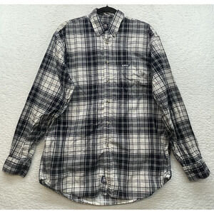 Kani Jeans Shirt Mens Medium Blue White Plaid Button Down Outdoor Pocket Hiking